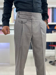 Grey Gurkha pant with single side buckle