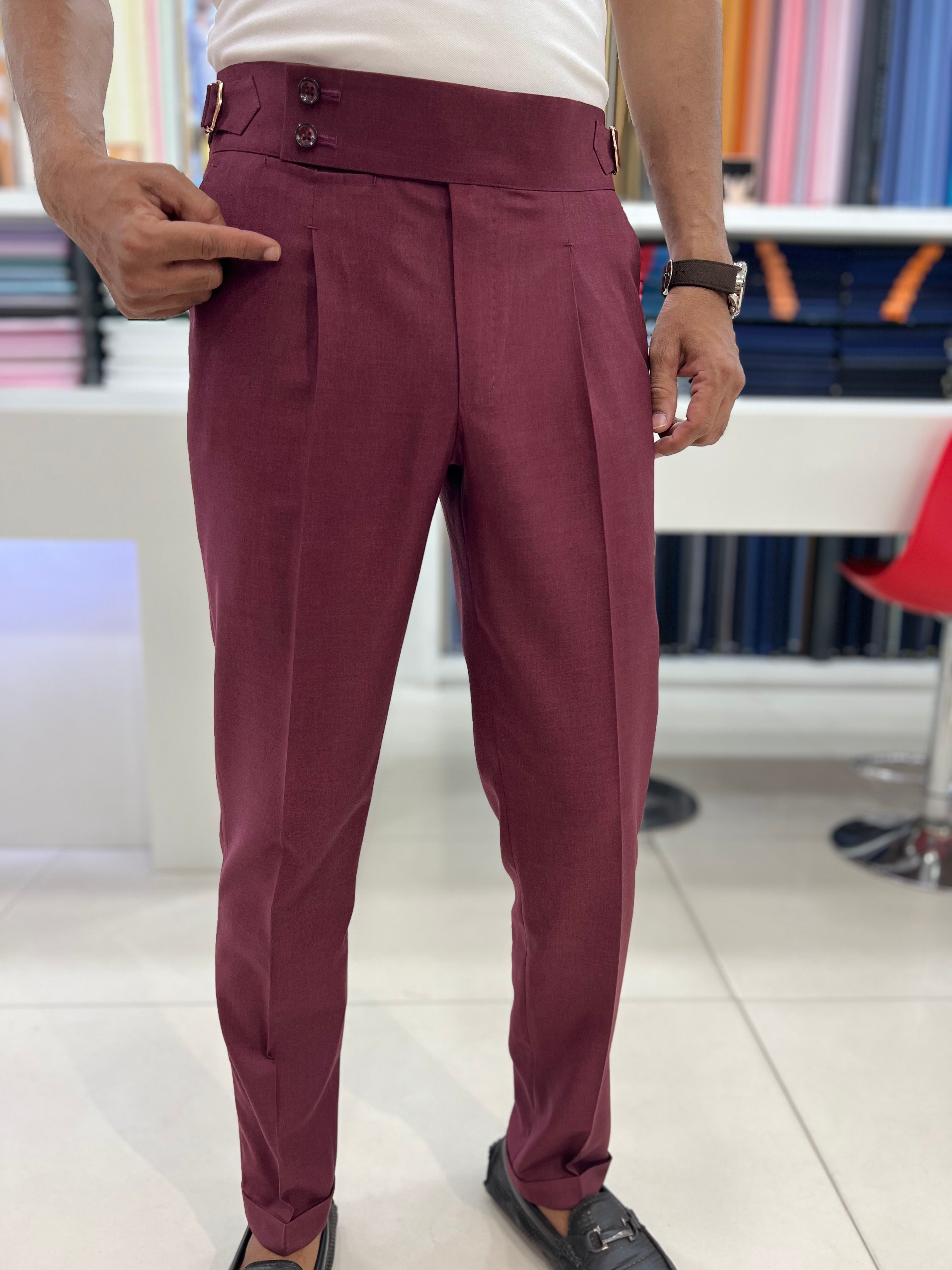 2 button Wine Gurkha pant