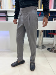 Grey Gurkha pant with single side buckle