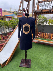 Blue achakan with handwork