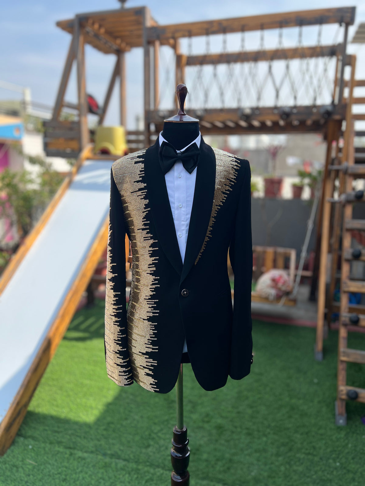 Tuxedo with nalki work by zuber stylo