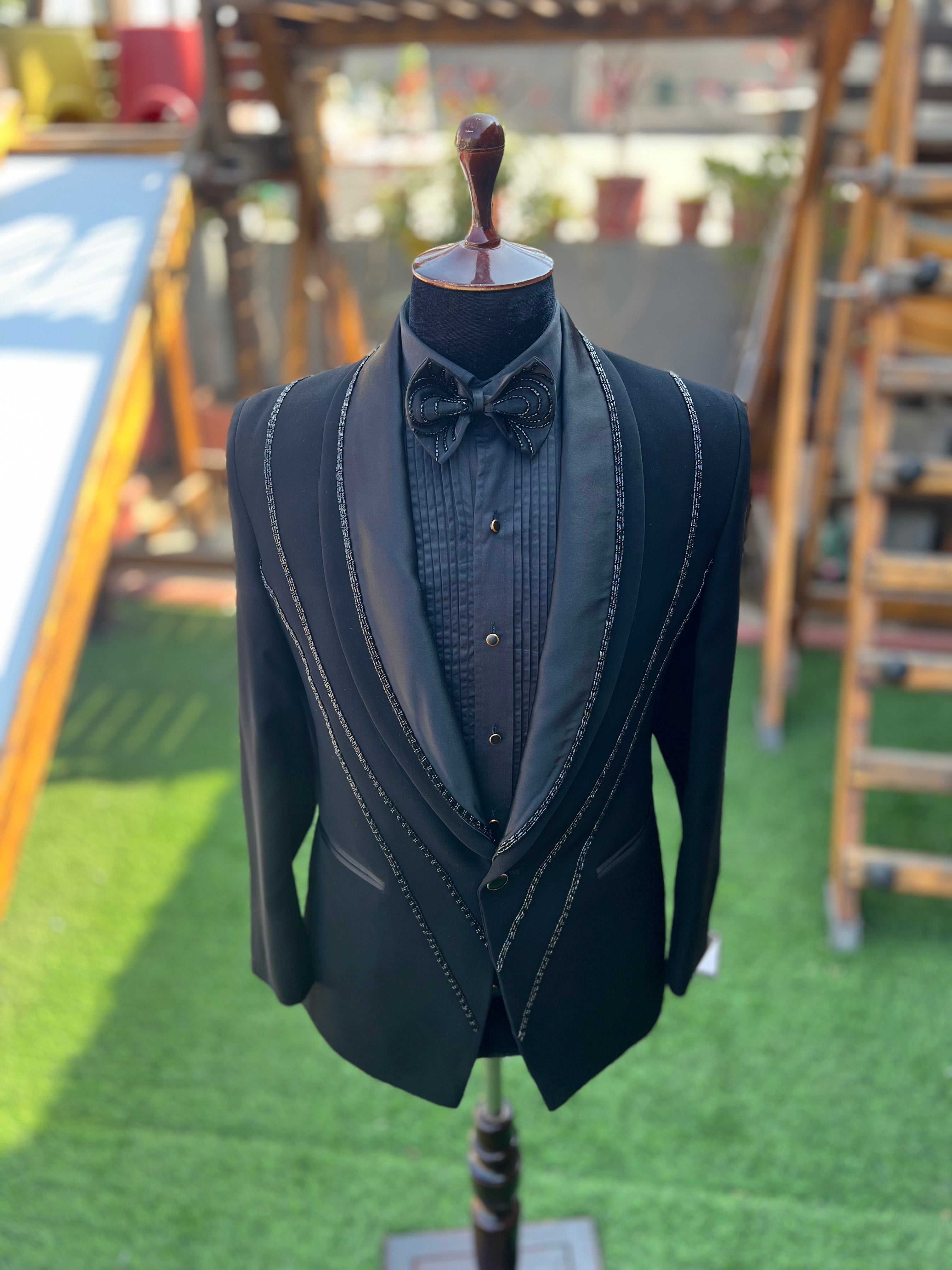 Black tuxedo with handwork by zuber stylo