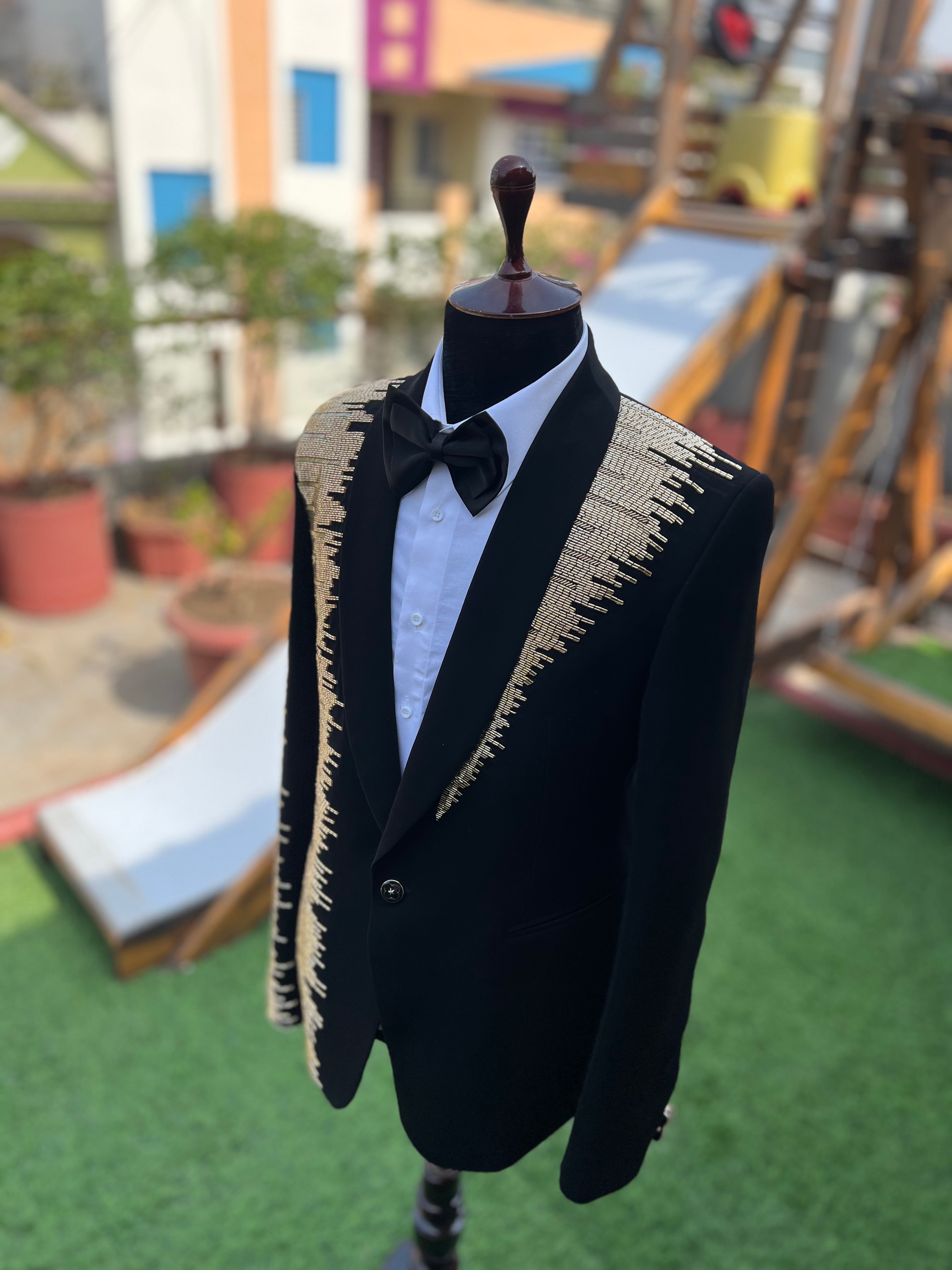 Tuxedo with nalki work by zuber stylo