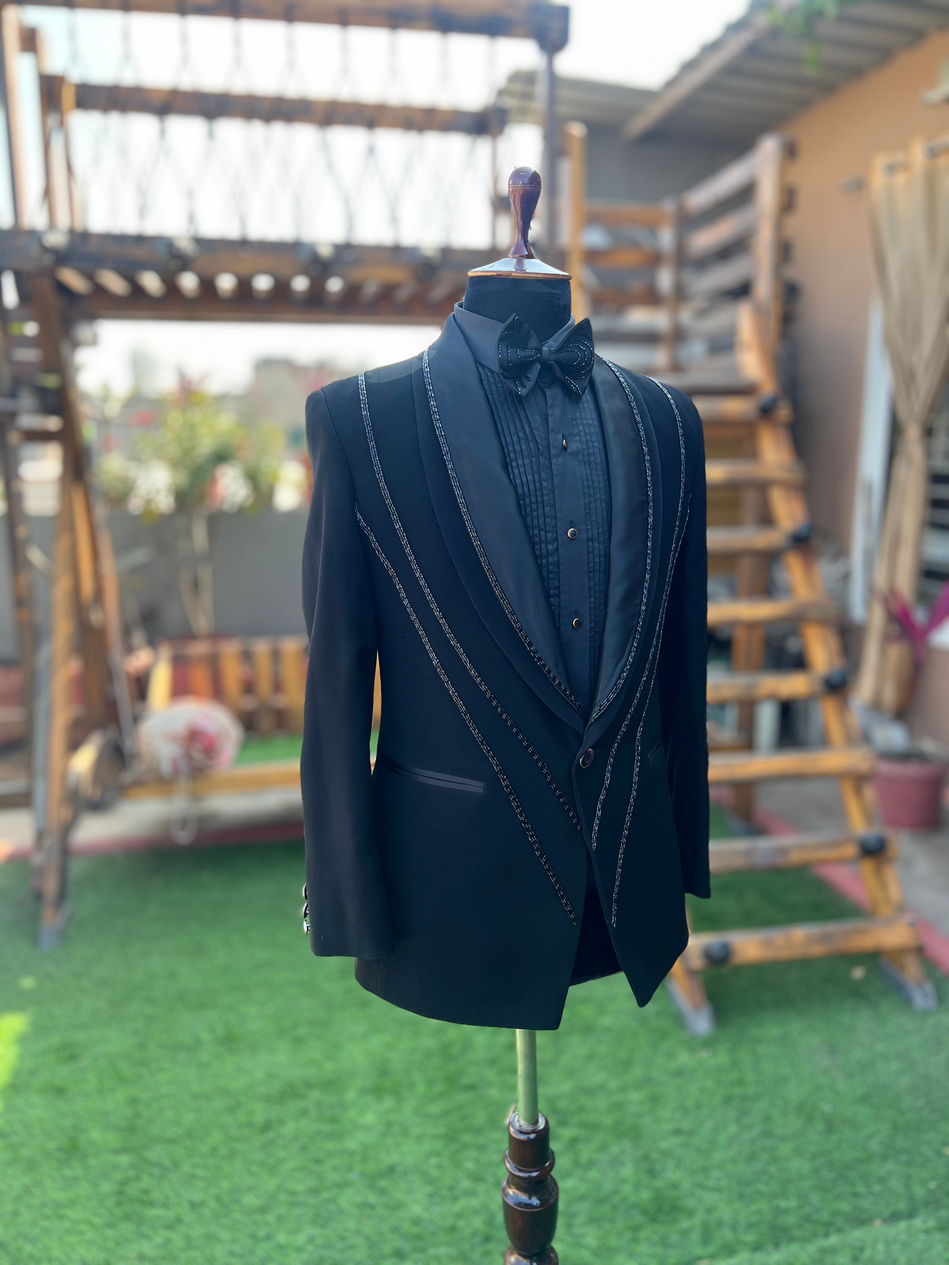 Black tuxedo with handwork by zuber stylo