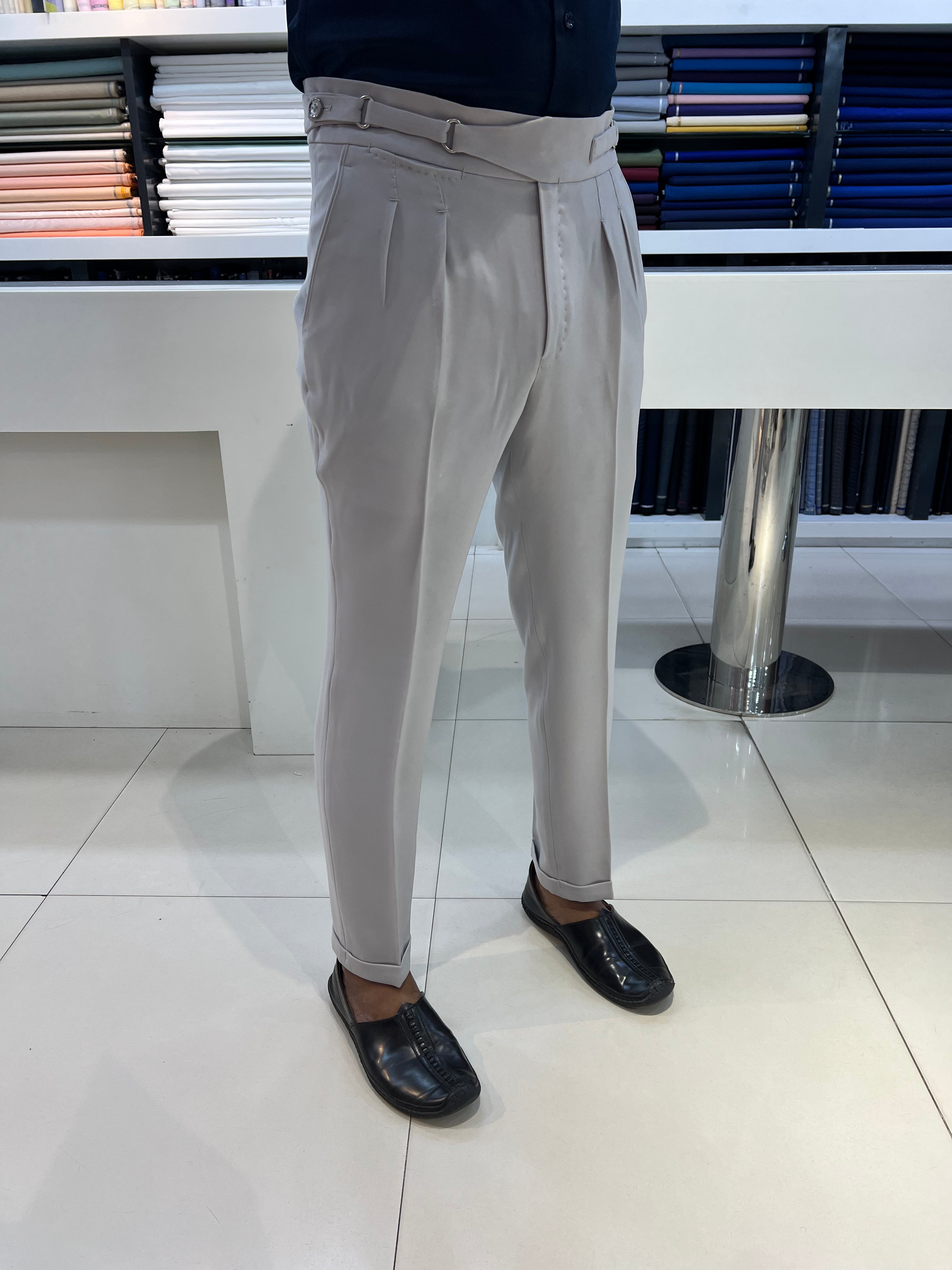 Classic Gurkha pant with two plated and waist belt design By ZUBER STYLO