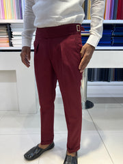 WINE DOUBLE BUCKLE GURKHA PANTS BY ZUBER STYLO