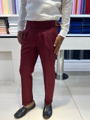 WINE DOUBLE BUCKLE GURKHA PANTS BY ZUBER STYLO