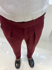 WINE DOUBLE BUCKLE GURKHA PANTS BY ZUBER STYLO