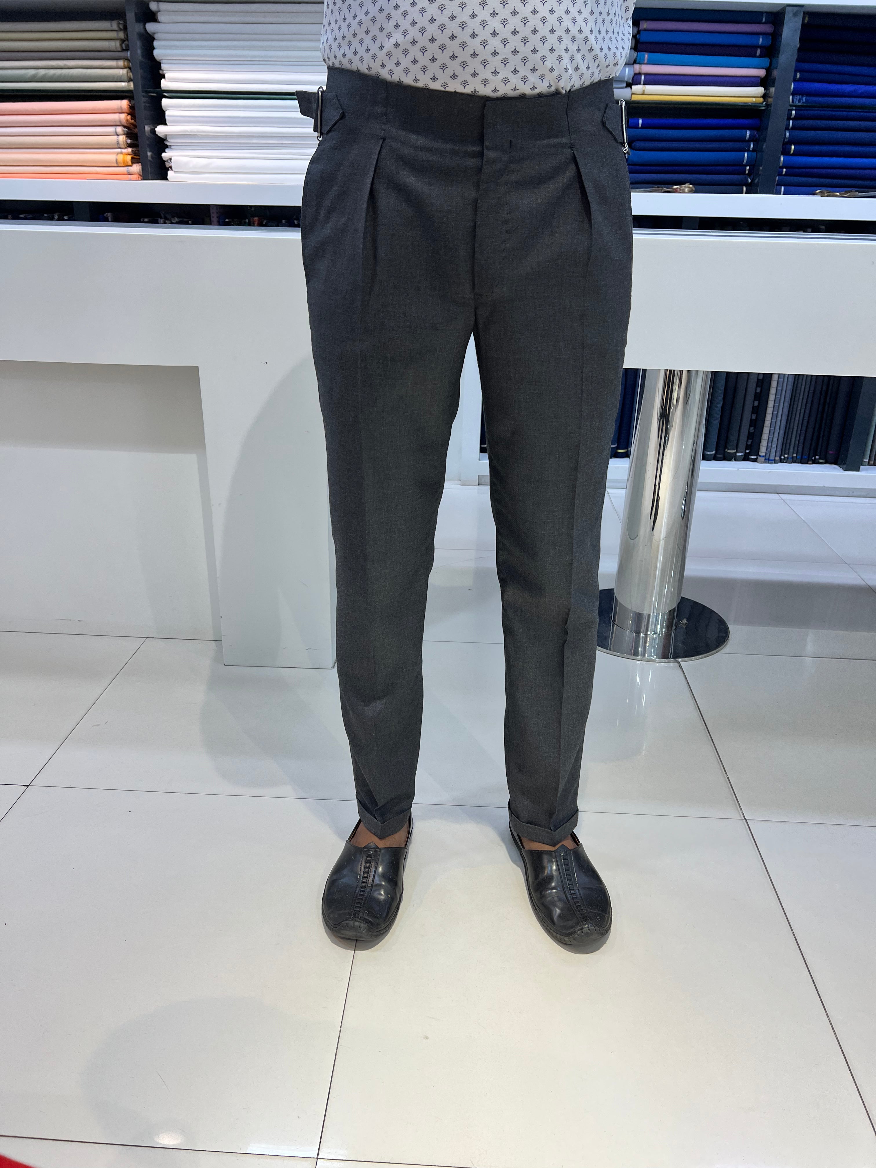 CHARCOAL GREY GURKHA PANTS BY ZUBER STYLO