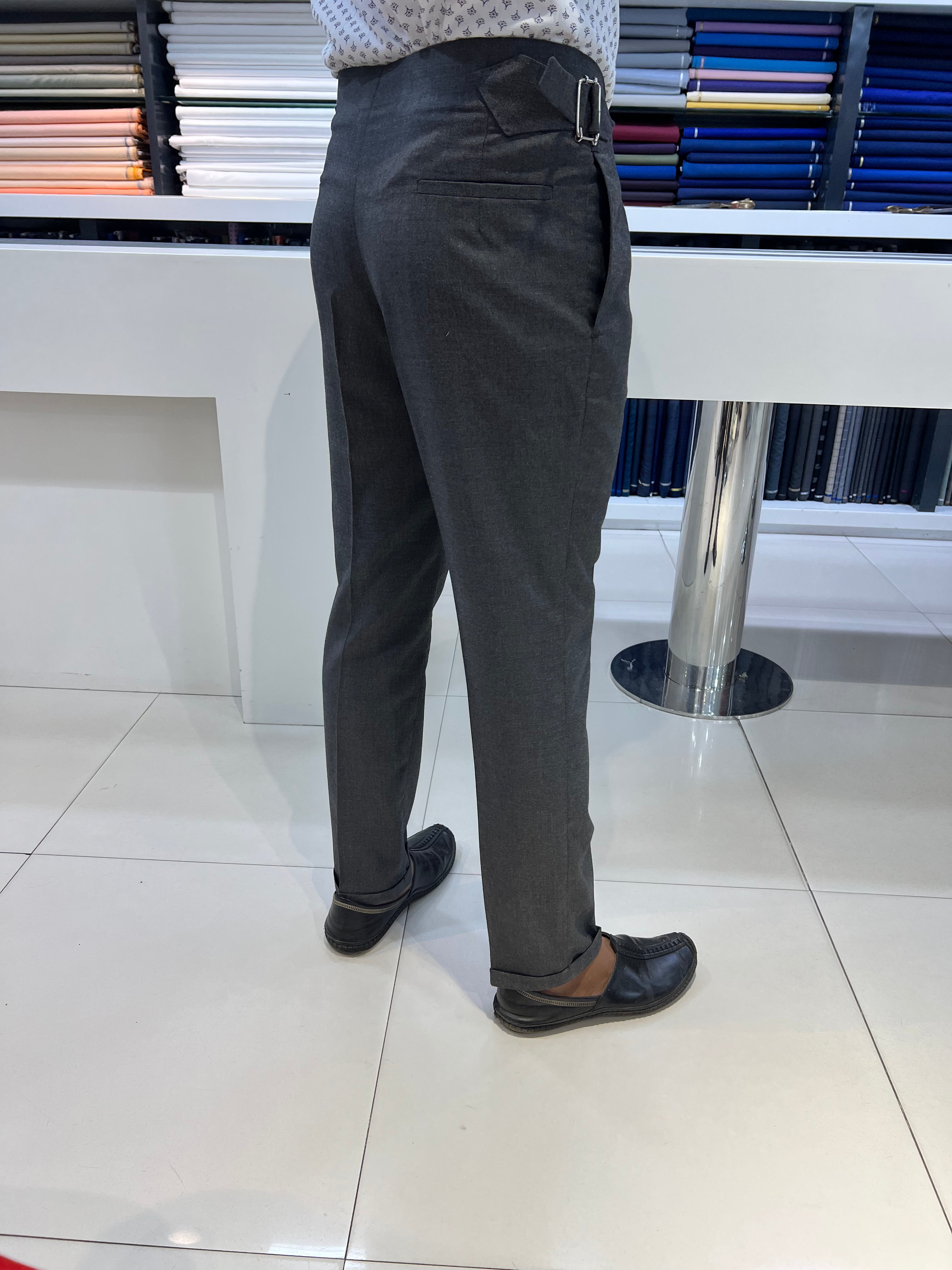 CHARCOAL GREY GURKHA PANTS BY ZUBER STYLO