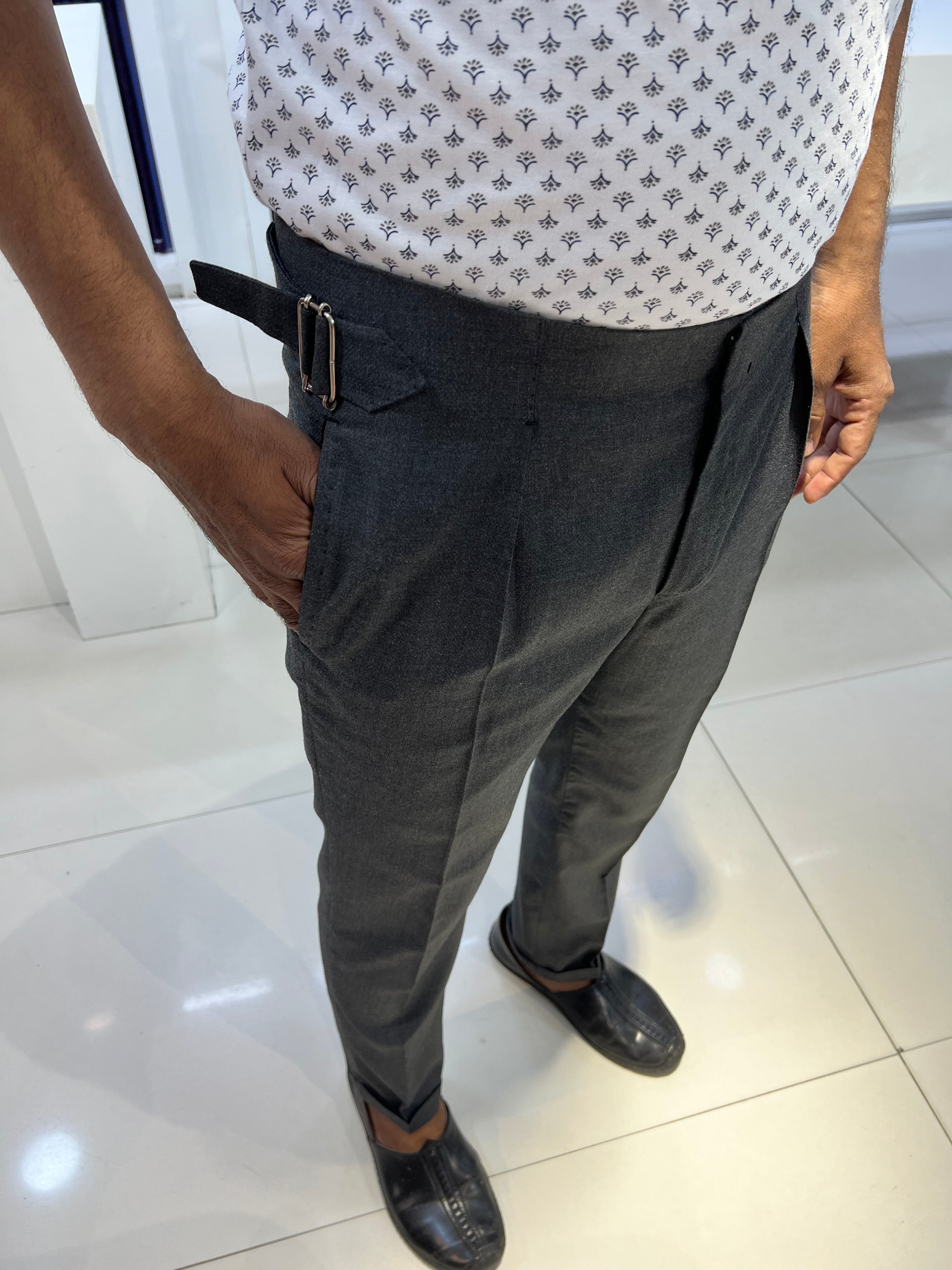 CHARCOAL GREY GURKHA PANTS BY ZUBER STYLO