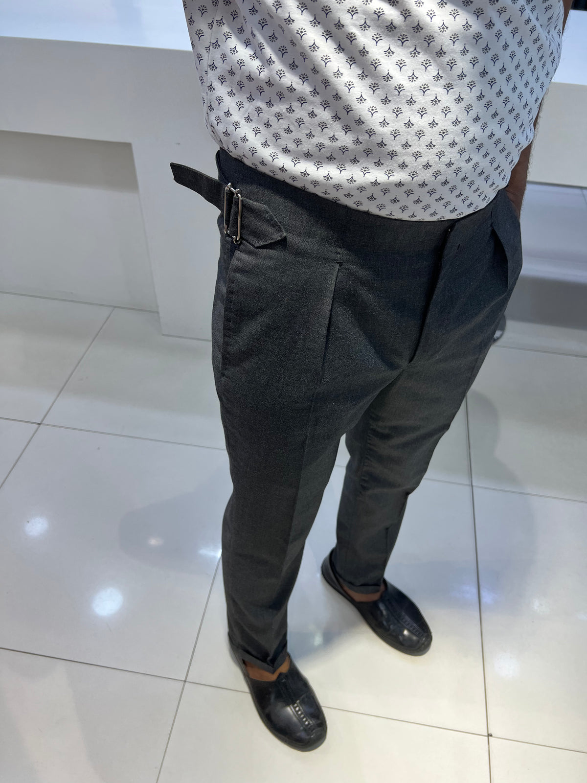 CHARCOAL GREY GURKHA PANTS BY ZUBER STYLO