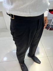 BLACK DOUBLE BUCKLE GURKHA PANTS BY ZUBER STYLO