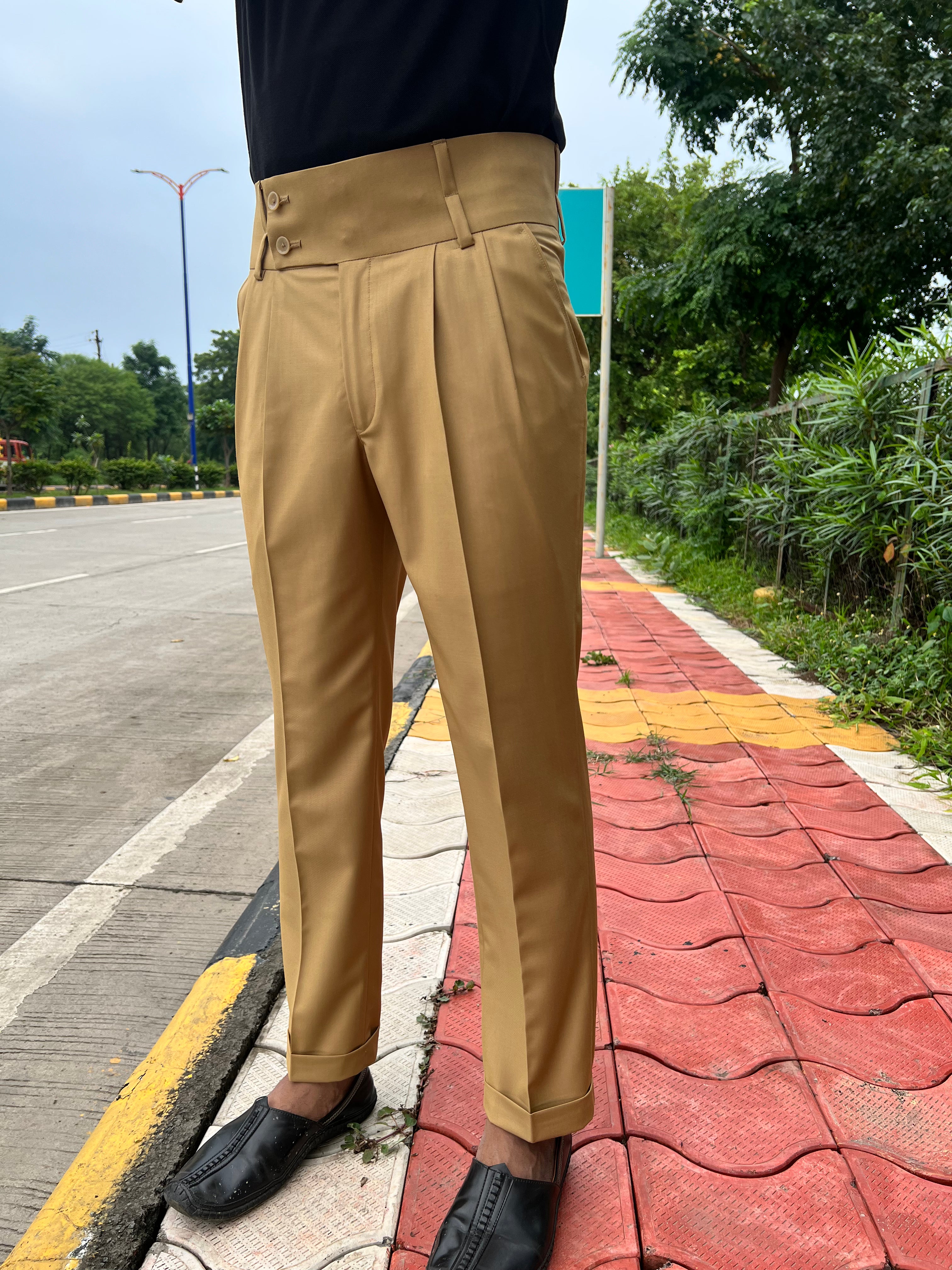 Timeless Elegance Classic Beige GURKHA PANTS BY ZUBER STYLO