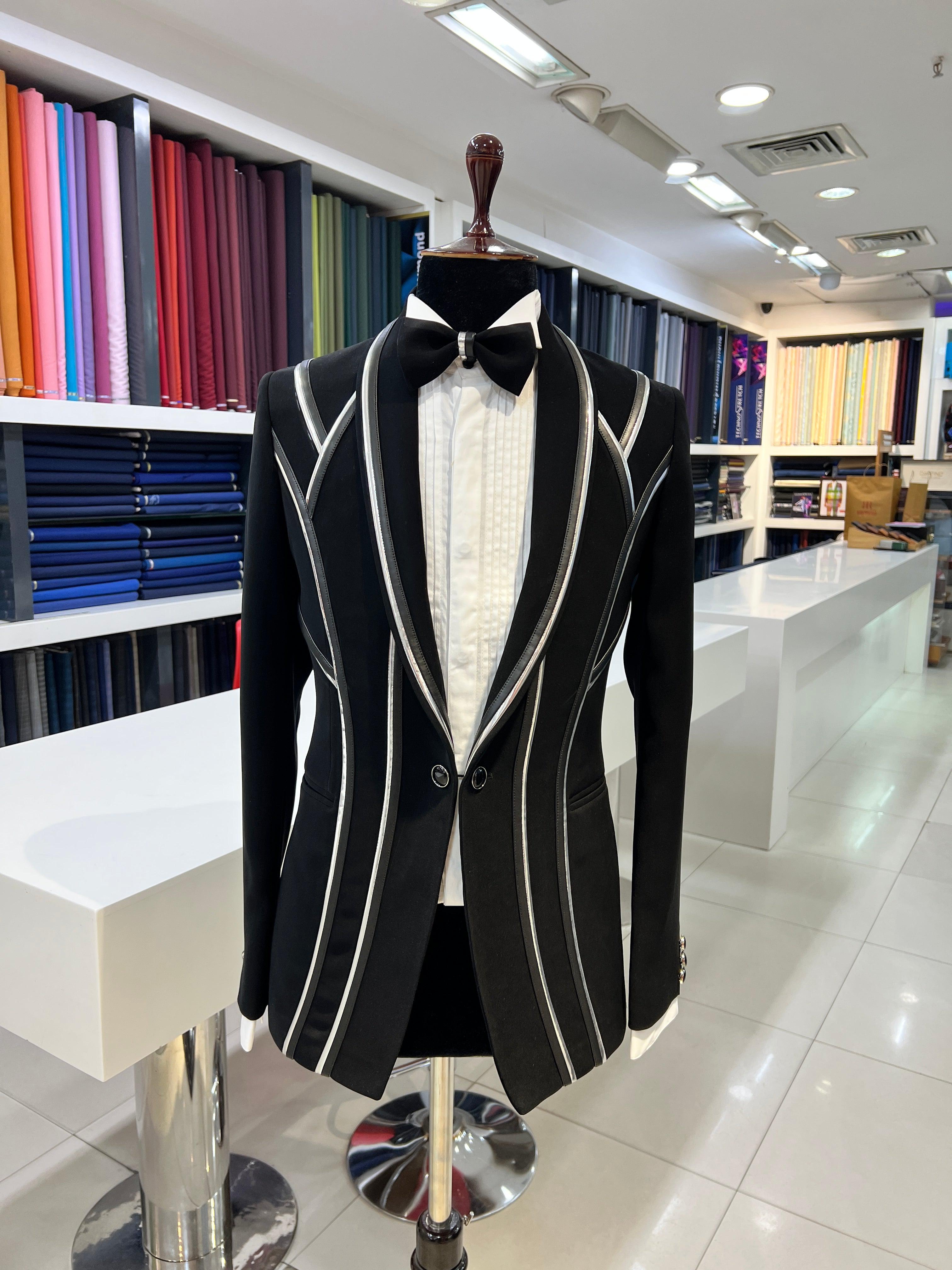 Distinctive Black Tuxedo with Blending Lines by ZUBER STYLO