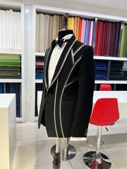 Distinctive Black Tuxedo with Blending Lines by ZUBER STYLO