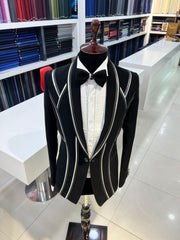 Distinctive Black Tuxedo with Blending Lines by ZUBER STYLO