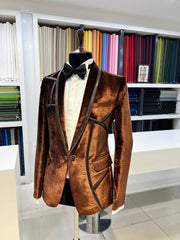 Sophisticated Brown Velvet Tuxedo by ZUBER STYLO