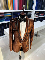 Sophisticated Brown Velvet Tuxedo by ZUBER STYLO