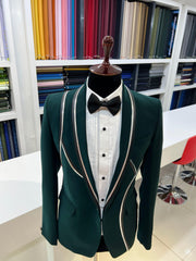 Unique Bottle Green Tuxedo with Blending Lines by ZUBER STYLO