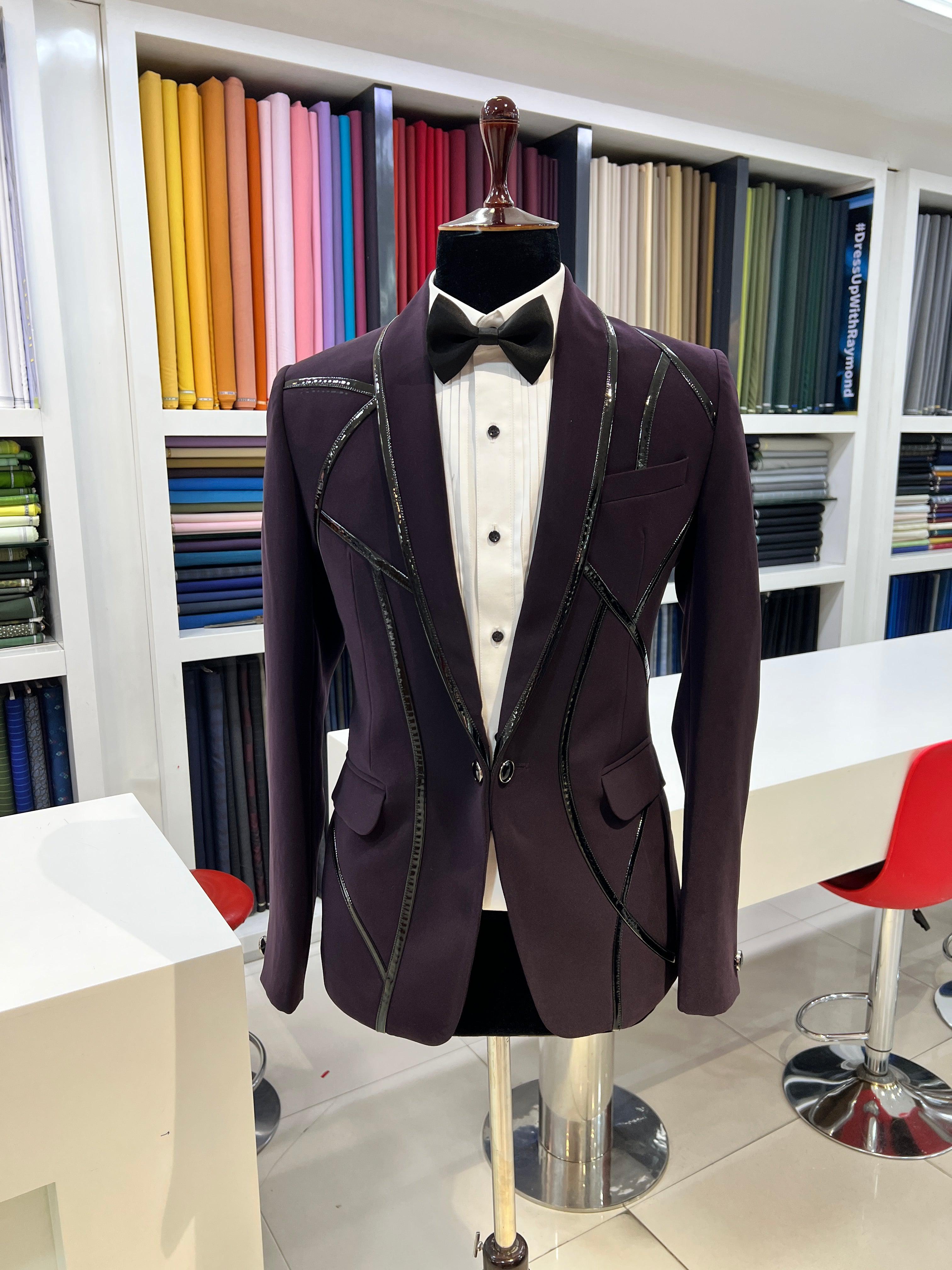 Unique Purple Tuxedo with Blending Lines by ZUBER STYLO