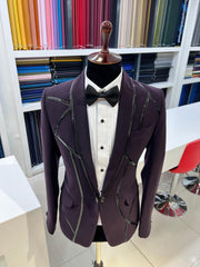 Unique Purple Tuxedo with Blending Lines by ZUBER STYLO