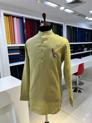 Linen Light Green short kurta by Zuber Stylo